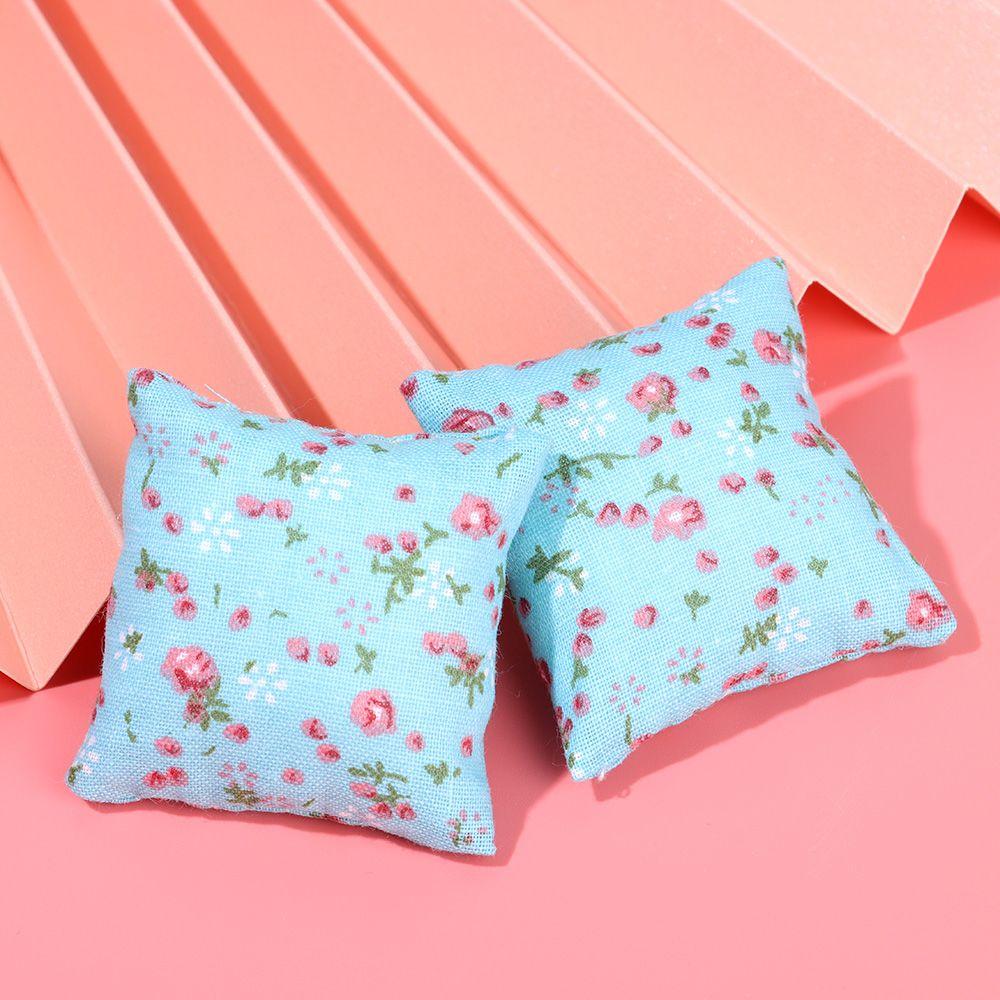 Диван Диван Игрушки Мебель Мини Кукольный домик Подушки Аксессуары для кукол Миниатюрные подушки с цветочным принтом