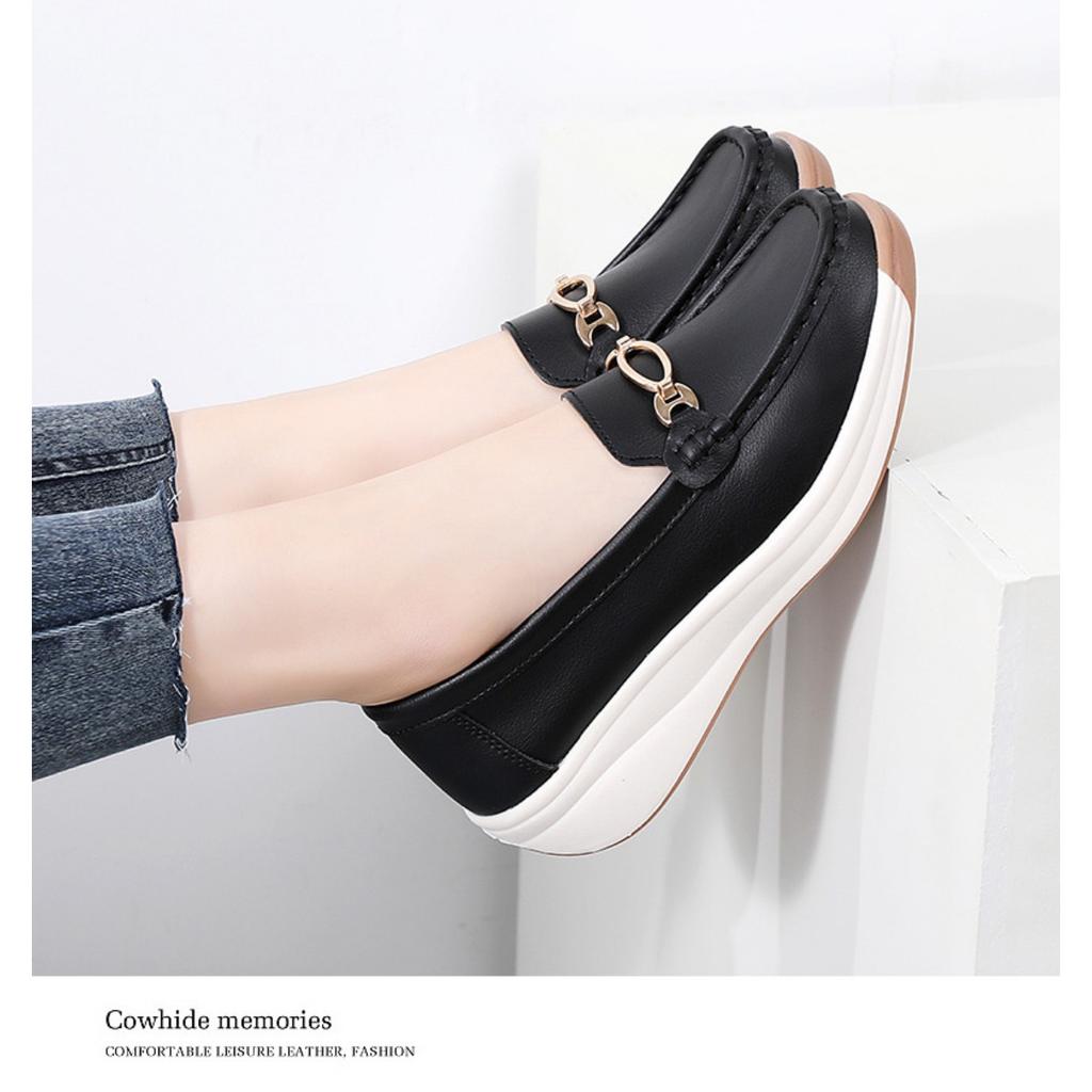 Женская удобная, легкая, дышащая искусственная кожа Face Four Seasons Universal Non Slip Casual Shoes - One Step Step Le Fu Shoes