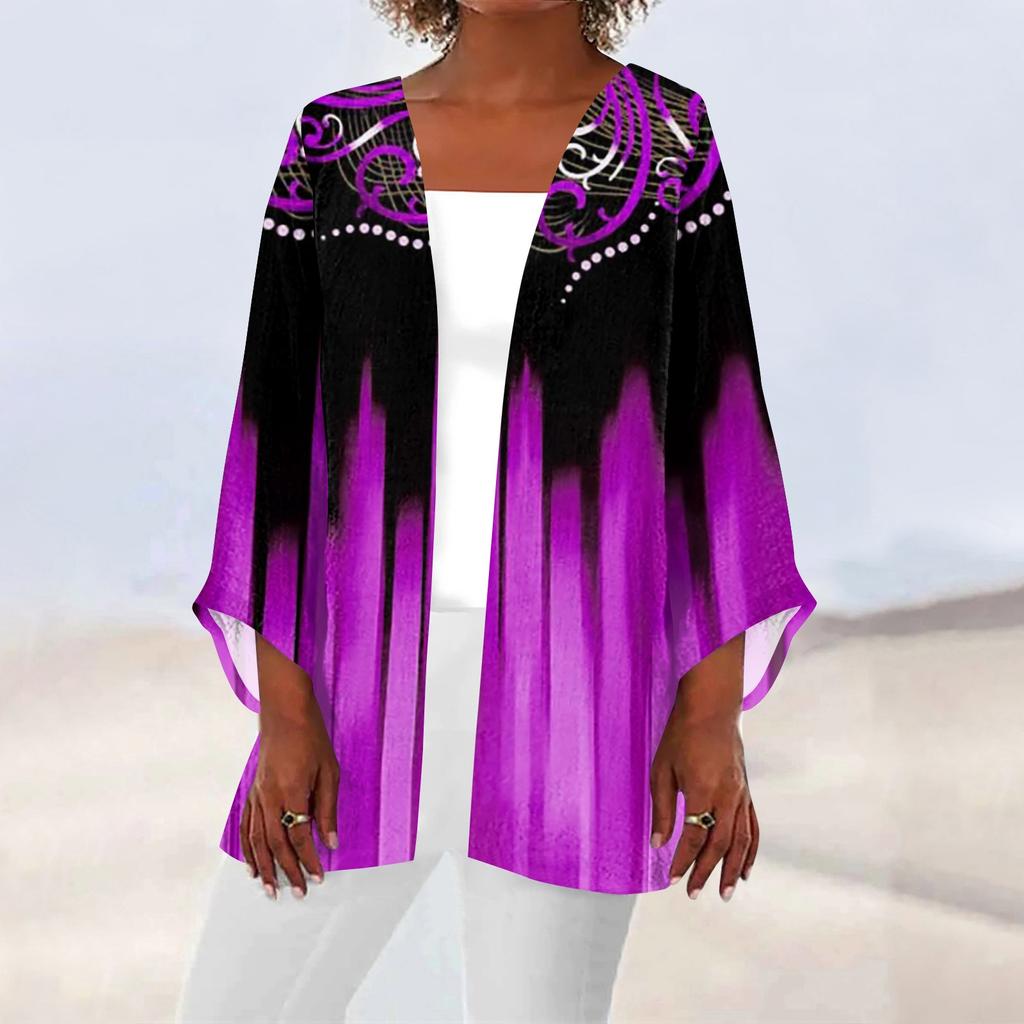 Женская повседневная модная легкая куртка средней длины с принтом в стиле ретро, ​​кардиган