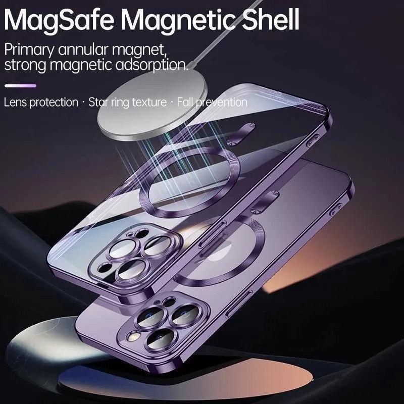 Модный прозрачный магнитный чехол для беспроводной зарядки Magsafe для iPhone 13 14 12 11 Pro Max 14 Plus X Xs Max XR, мягкий силиконовый чехол