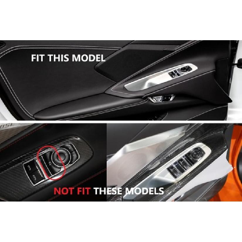 Carbon Fiber Style Window Lift Switch Panel Cover Trim for Chevy Corvette C8