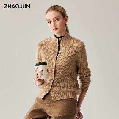 Женский плотный кардиган Zhaojun из 100% кашемира с косами