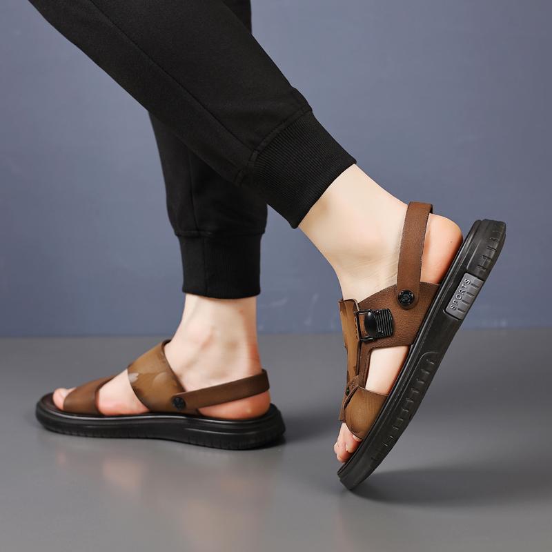 Fashion2024 Genuine Leather Sandals Men Soft Comfortable Summer Sandals Open Shoes Non Slip Outdoor Beach Sandal Fashion Men's Sandal