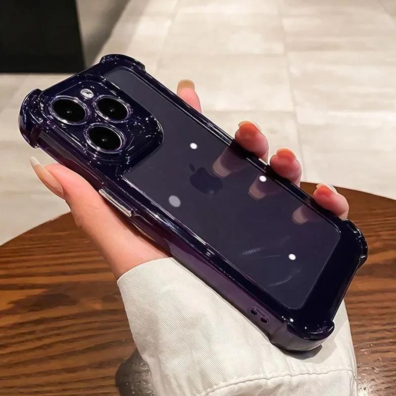 Роскошный ударопрочный прозрачный чехол для телефона для iPhone 16 15 14 13 12 11 Pro Max XR Plus Силиконовый бампер Прозрачная жесткая задняя крышка