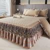 Комплект из 3 предметов для спальни Высококачественная юбка для кровати из хрустального бархата Комплект из трех предметов с толстой кружевной отделкой, стиль корейской принцессы Теплый и нескользящий чехол для матраса