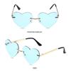 Cosplay Costume Metal Sun Glasses Heart-Shaped Rimless Heart Sunglasses Pink Hippie Sunglasses