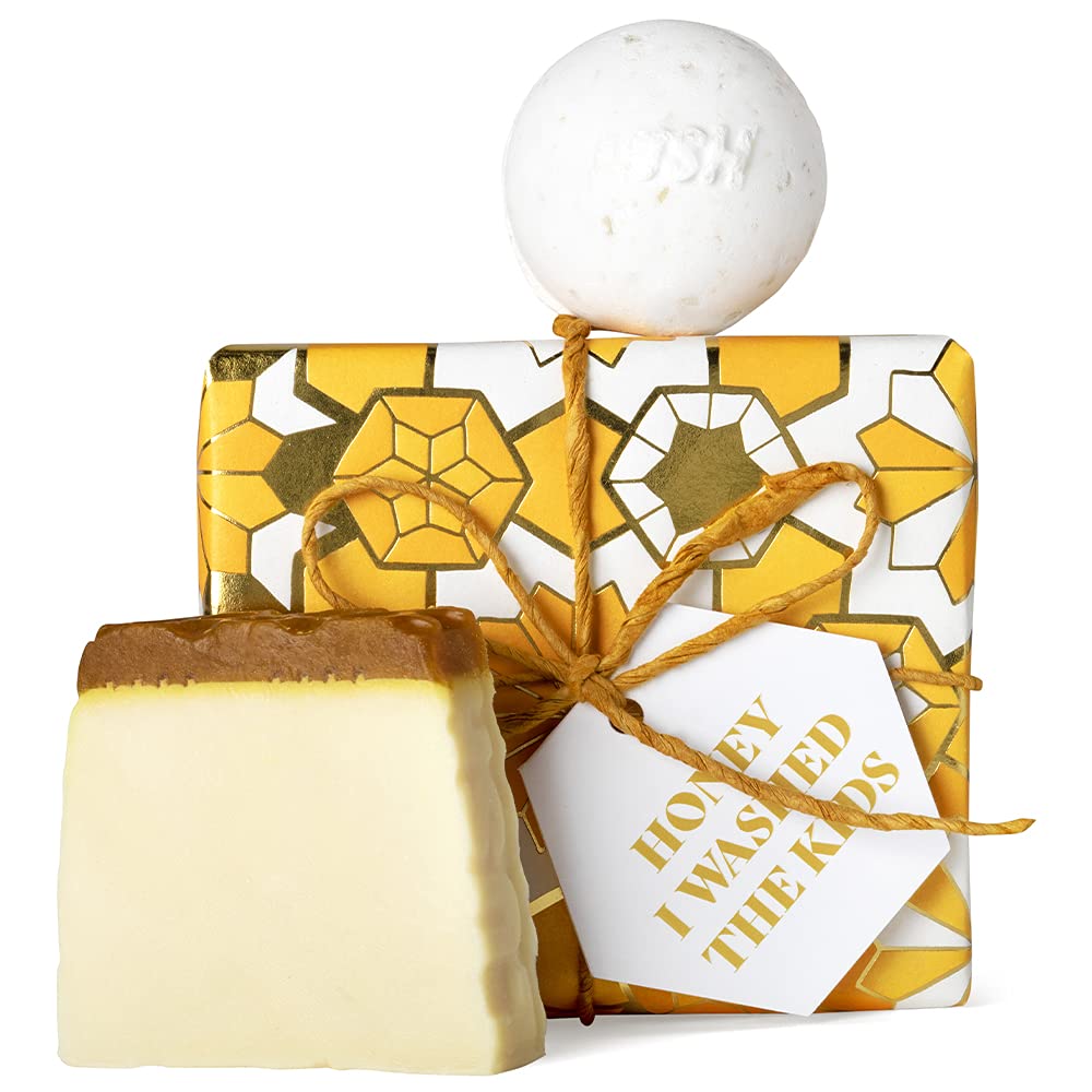 LUSH Медовая ванна для детей Подарочный набор Медовая ванна для детей Мыло Масляный шар Бомбочка для ванны Сумка-шоппер в комплекте Тимьян 1 x 1 Набор & (Бомба для ванны) - - -