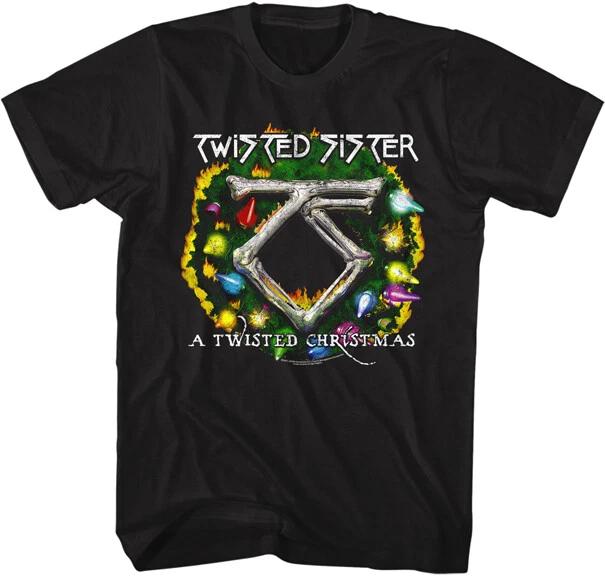 Венок Twisted Sister Искаженное Рождество Мужская Футболка Метал-группа Музыкальный Мерч