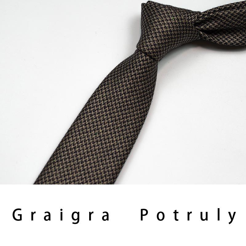 Qiandongge Suit And Tie Men'S Striped 8Cm Casual Tie Coffee Gray Dark Green Retro Work Plaid