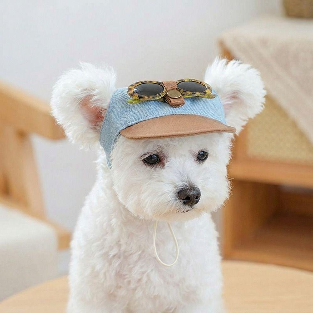 Adjustable Dog Visor Hats Denim Cap Dog Sports Hat Pet Sun Protection Hats Outdoor Use