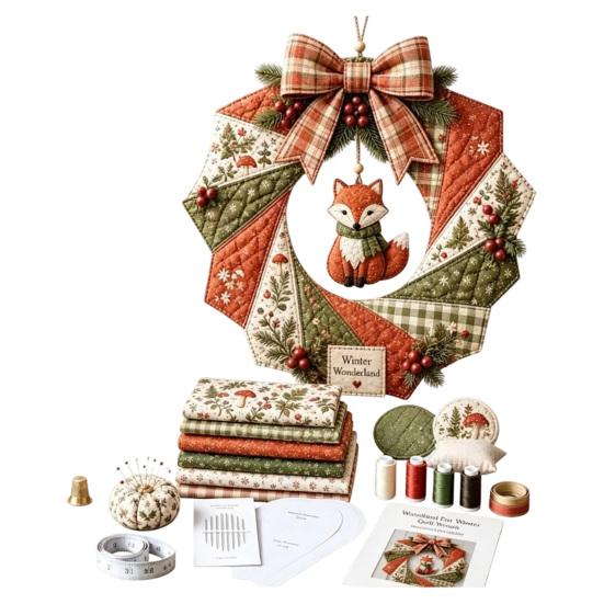 Unique Holiday Gift for Teachers Christmas Fabric Wreath DIY Kit, Patchwork Beginner-Friendly Handmade Craft Garland Materials Decoration