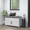 Shoe Bench with Internal Shelf Adjustable on 6 Levels, in MDF and Faux Linen, 90x36x50 cm, White and Grey