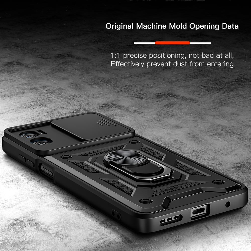 Противоударный защитный чехол для Motorola MOTO E22 E22i E13 4G, защита объектива слайд-камеры, магнитное кольцо-держатель, задняя крышка телефона для MOTO G53 G73 G13 G23