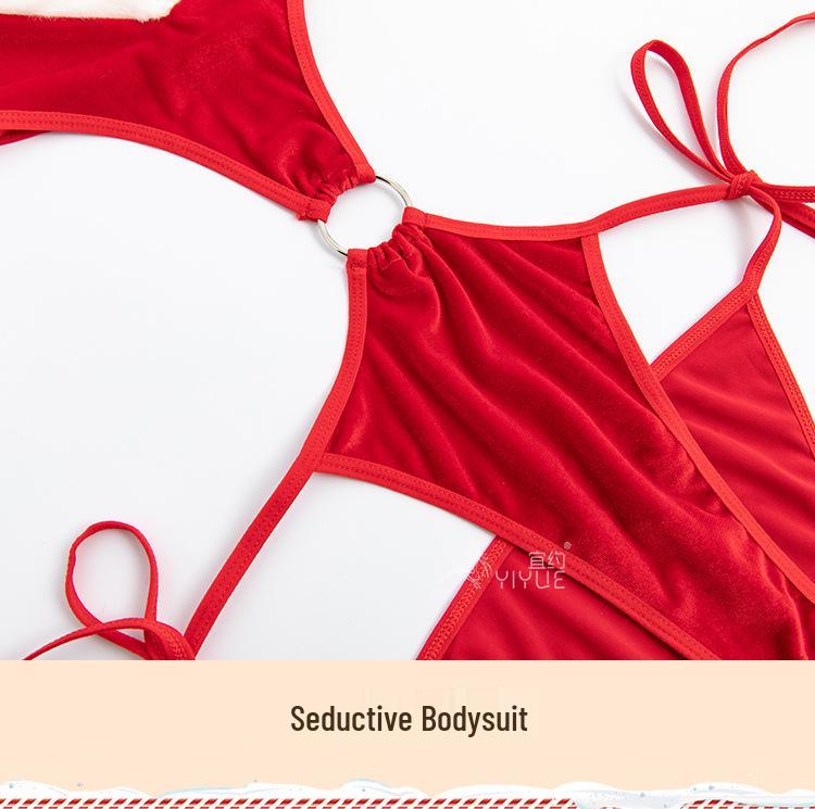 Yi Yue Lingerie Рождественский кружевной комплект для сна со шнуровкой, Искушение, Набор для ролевых игр 8344