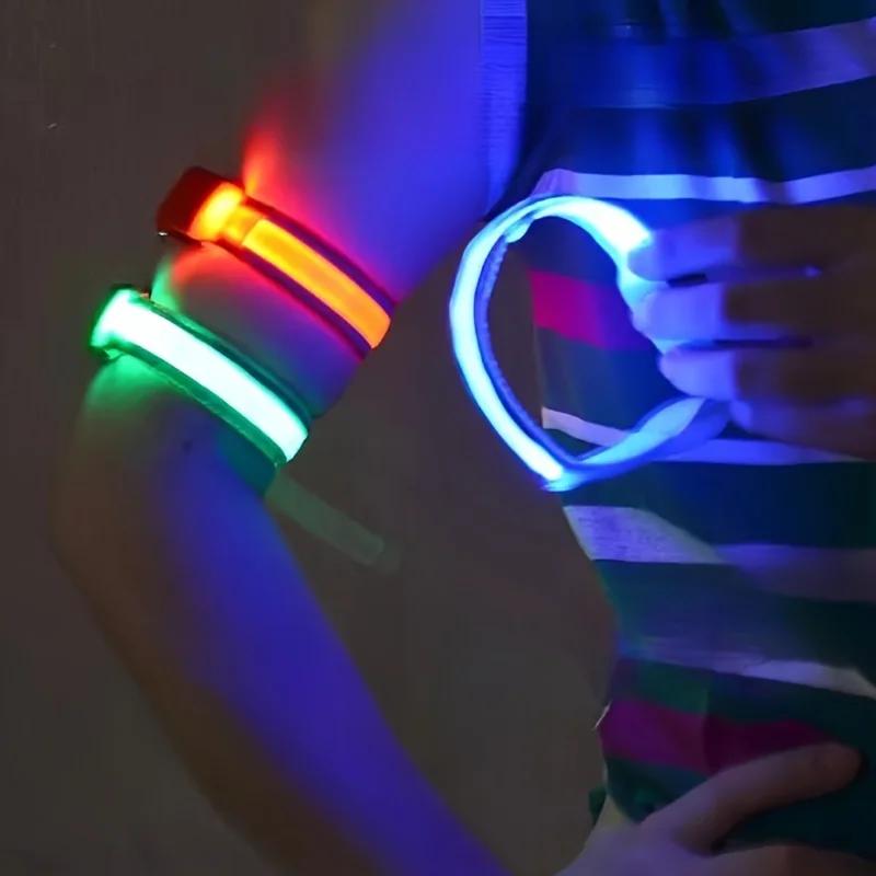 1 шт. Светящиеся браслеты Светодиодный светящийся браслет на руку со светодиодным светоотражающим браслетом Регулируемая повязка на руку для бегунов и джоггеров