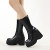 Fashion Matte Black Knee High Boots Women Platform Wedges High Heels Thick Bottom Ladies INS Hot Winter Fashion Elegant Drop Ship