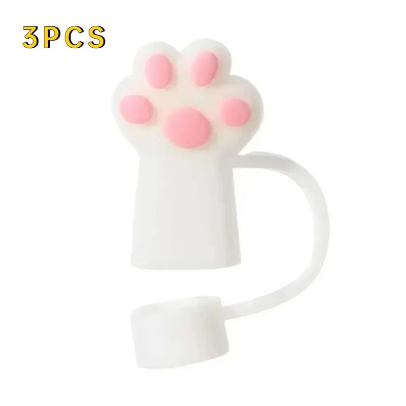 1/3Pcs Dustproof Straw Cover Cartoon Cute Cat Claw Glass Beverage Kitchen Beverage Straw Cover Accessories