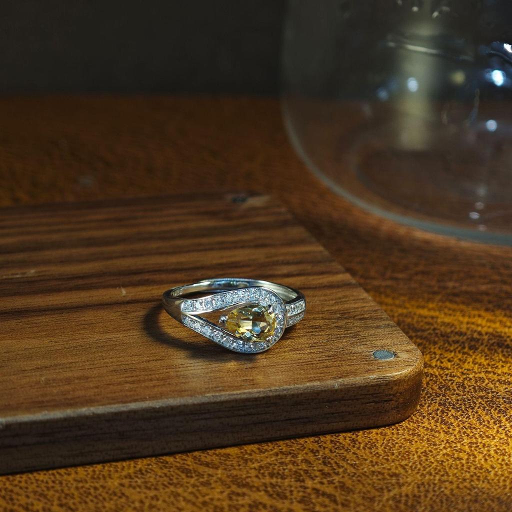 Кольцо с цитрином в форме груши из серебра 925 пробы в стиле «дворец», уникальные кольца для девушек из стерлингового серебра 925 пробы с цирконием в форме капли воды