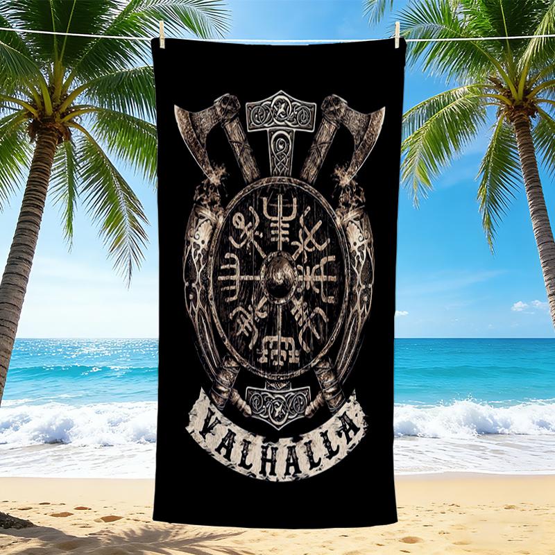 1Pc Shield Axes Beach Towel, Quick Dry, Multi-Use for Beach Pool Gym Yoga Home Travel, Christmas, Halloween, Xmas Gift S929645