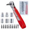 Right-Angle Ratchet Driver Set, 17-Piece Set, Right-Angle Ratchet Driver Set, Mini Ratchet Set, Flat Ratchet Driver, Ultra-Thin Ratchet Drive