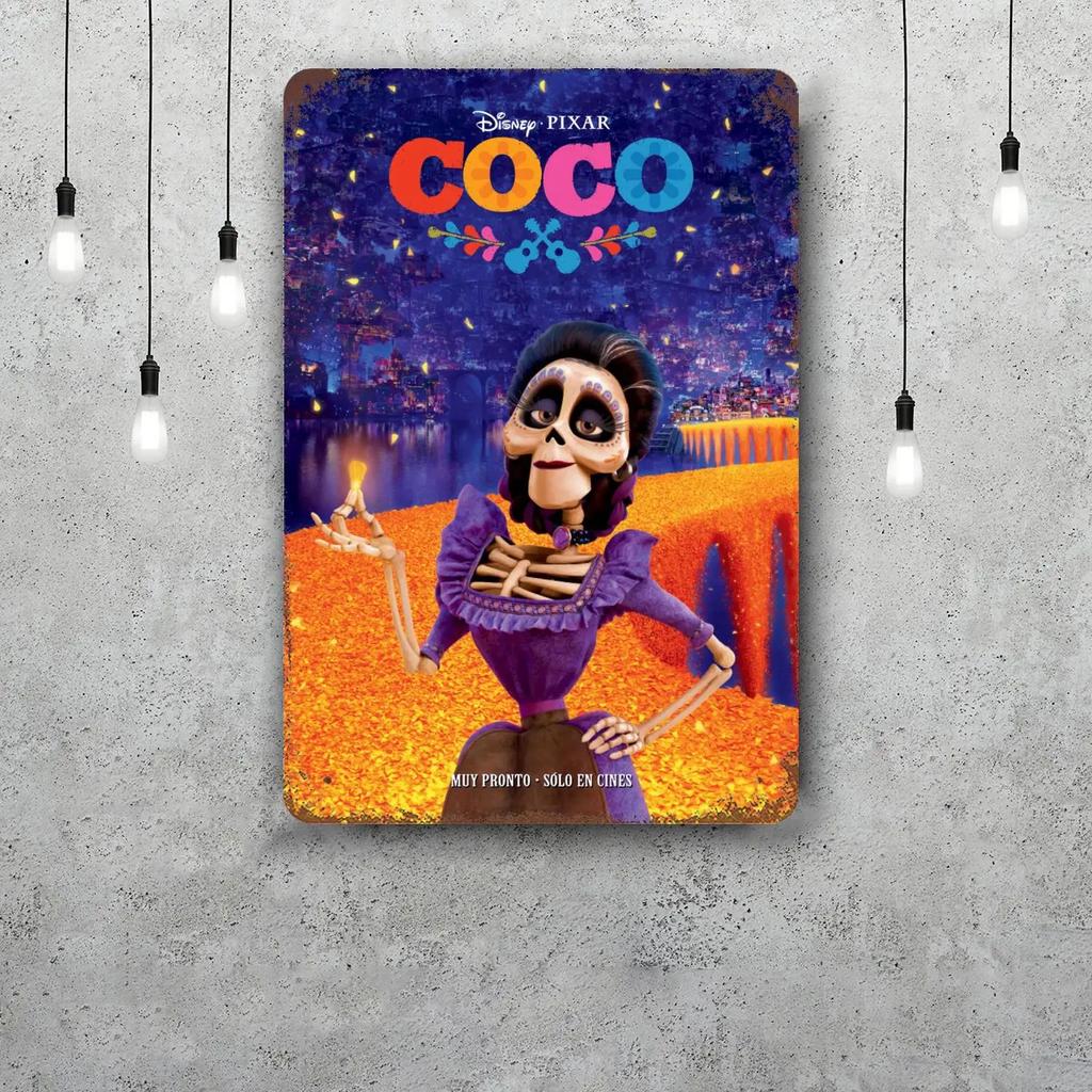 MINISO Coco Classic Poster Rusty Metal Plaque Retro Decorative Plate Bar Man Cave Garage Club Metal Sign Wall Decoration