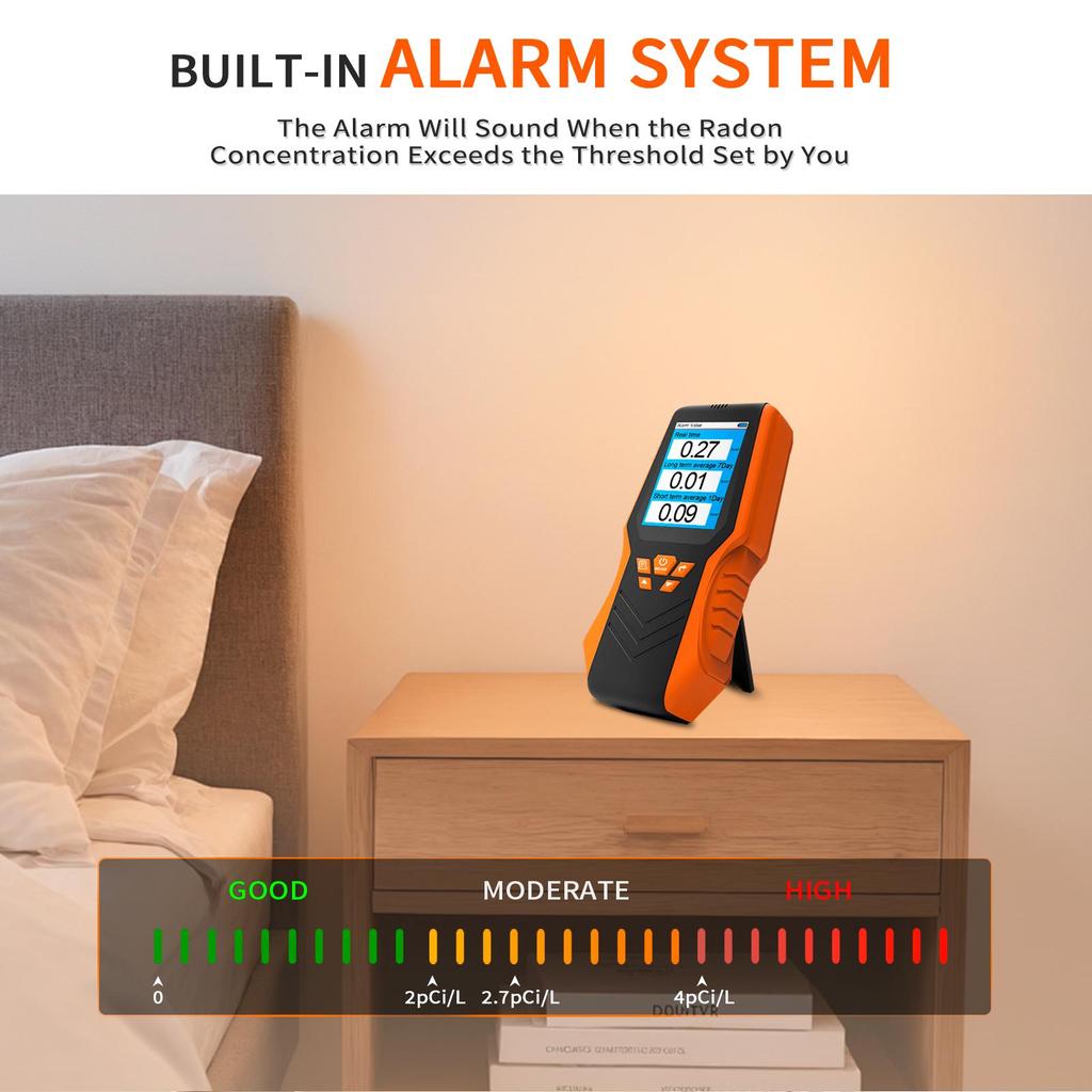 Ручной детектор радонового газа, перезаряжаемый монитор радонового газа, прибор для проверки качества воздуха 0,3-270 пкд/л, DM68R