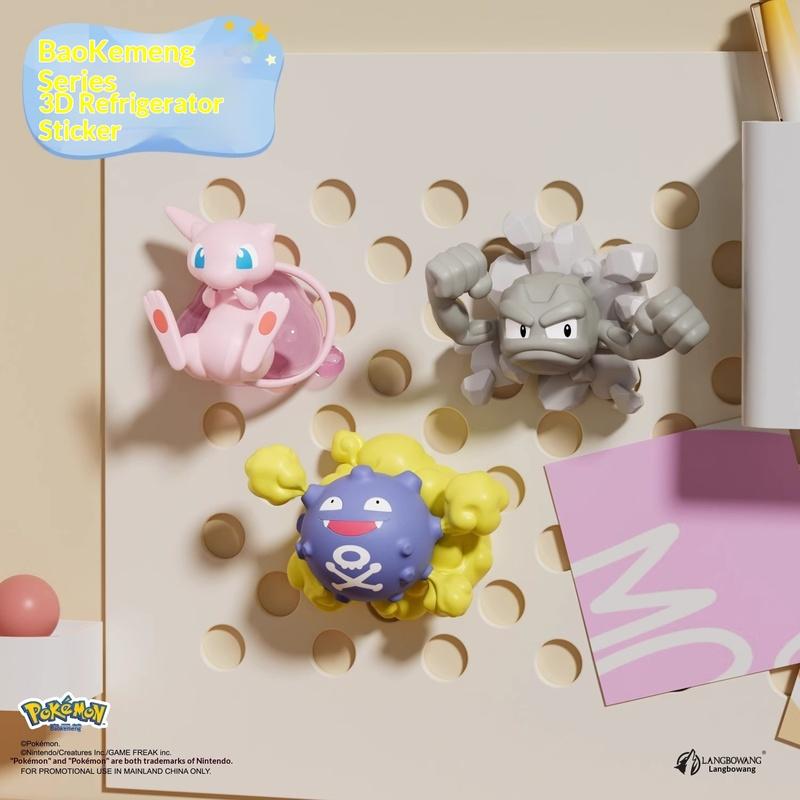 Authentic Pok Mon Series Peripheral 3d Magnetic Refrigerator Sticker Geng Gui Doll Dreamy Pikachu Home Decoration