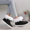 Хлопковые туфли большого размера женские осенне-зимние новые с круглым носком на шнуровке короткие ботинки плюшевые теплые пушистые женские туфли