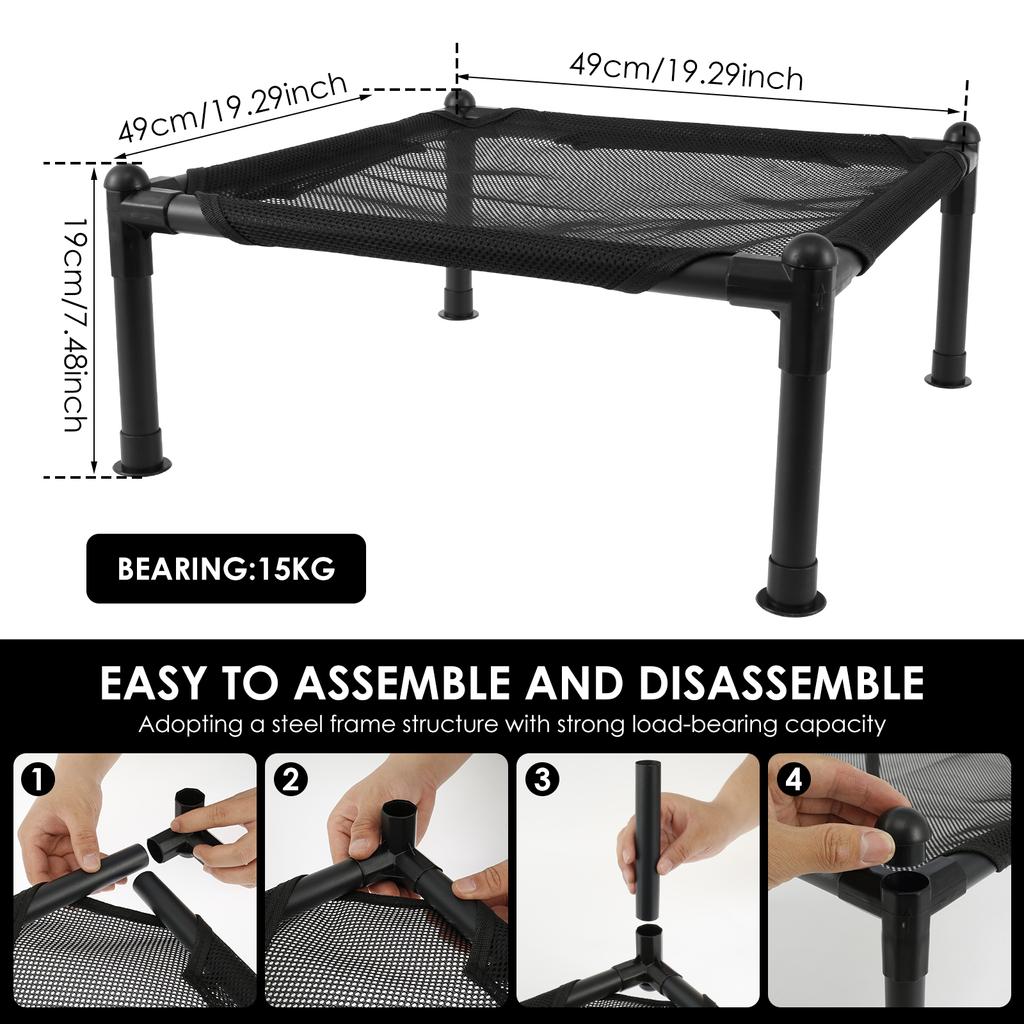 49cm Elevated Dog Bed Portable Breathable Raised Outdoor Pets Bed Steel Frame Durable Camping Cat House for Outdoor Indoor Use