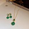 Женское роскошное ожерелье из изумрудного нефрита Хэтянь с серьгами-пусетами с ретро-бриллиантами