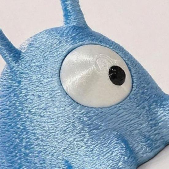 Baizihuahu 3D-печатное украшение «Одноглазый инопланетянин», цельнолитая фигурка с мерцающей синей жемчужной текстурой, Настольное украшение