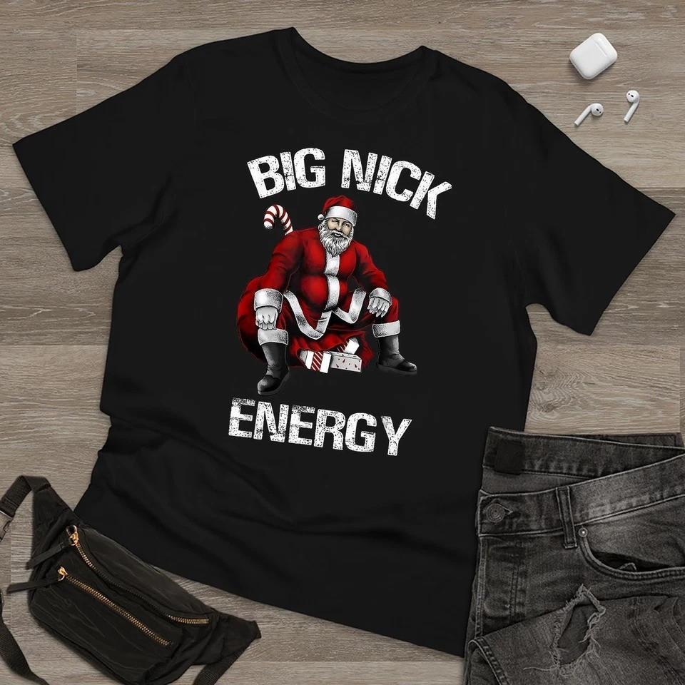 Big Nick Energy Funny Santa Christmas Vintage T Shirt S-5XL Q8631 Unisex T-Shirt