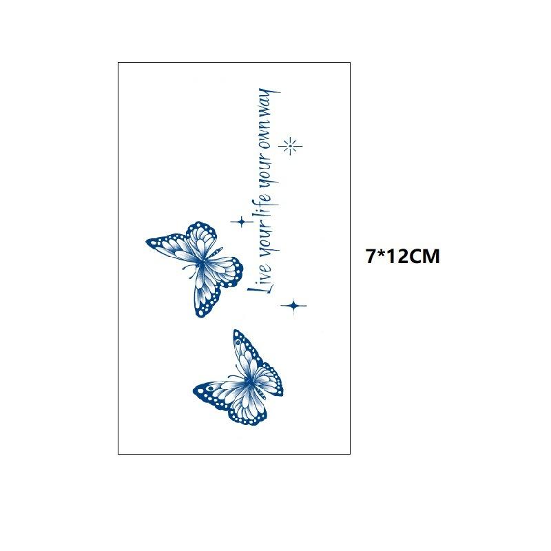 Маленький узор бабочка морская волна хвост рыбы другая сторона цветок маленький свежий сок травяной имитация грудь вода переводная татуировка наклейка