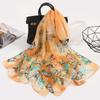 160*50cm Women Flower Print Long Soft Wrap Scarf Simulation Silk Shawl Scarves