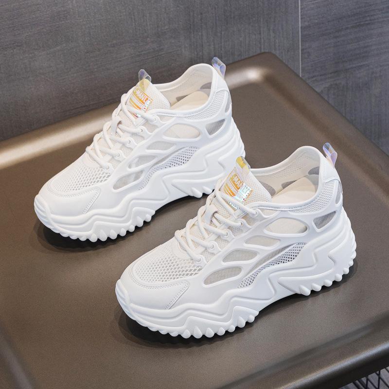 Повседневная женская обувь дышащая сетка кроссовки папины кроссовки осень новинка легкие на толстой подошве небольшие кроссовки с увеличением роста