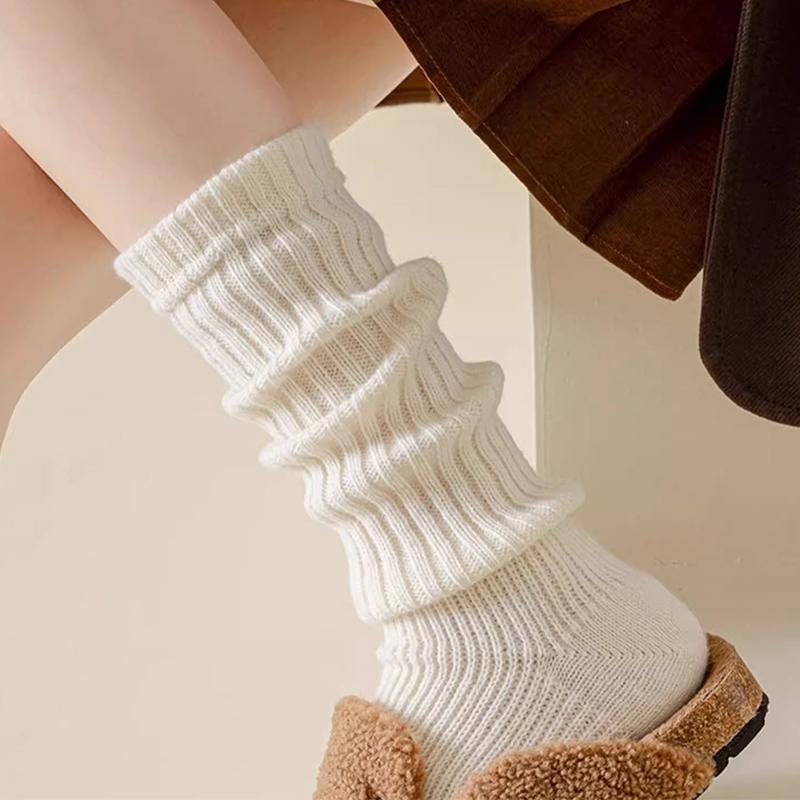 Женские милые японские теплые вязаные гетры в стиле Лолиты, однотонные вязаные носки для ног