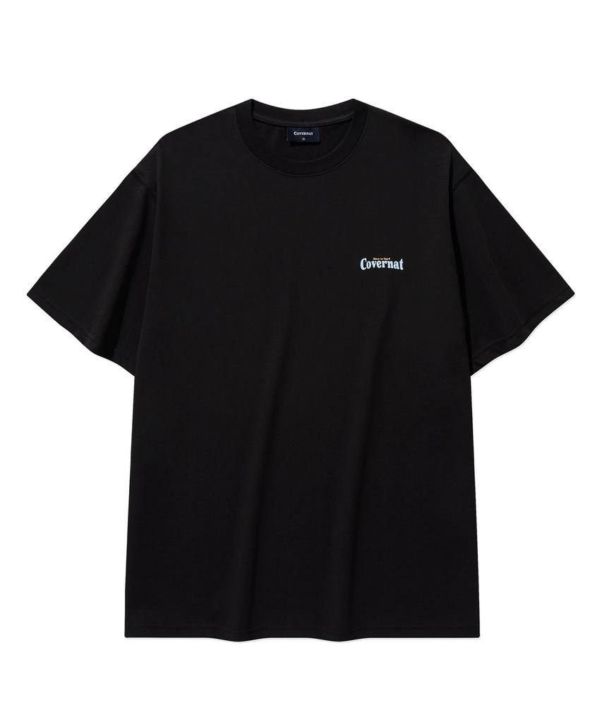 COVERNAT Cool Cotton Surfing Motion Graphic T-Shirt New Black