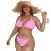 European & American Plus Size Rhinestone Lace-up Swimsuit - Hot Selling Solid Color Bikini ZY066