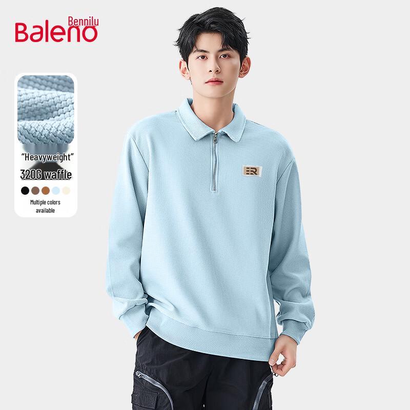 Baleno Men's Waffle Knit Panda Half-Zip Sweatshirt