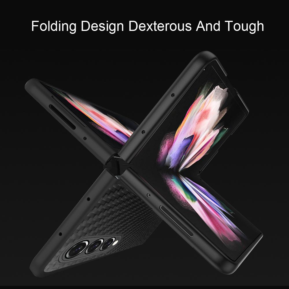 Роскошный тонкий чехол для телефона из углеродного волокна для Samsung Galaxy Z Fold 3 5g, противоударный чехол с защитной пленкой для экрана
