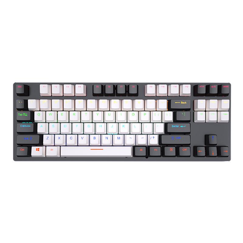 87-Key RGB Wired Mechanical Keyboard with Blue Switches for Gaming & Office Use