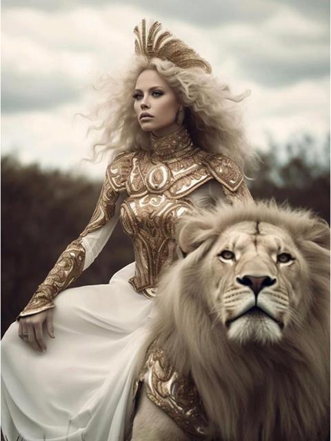 DIY Diamond Painting New Arrival 2023 Mosaic Handsome Women and Lions Cross Stitch Kit Rhinestone Embroidery Full Drill