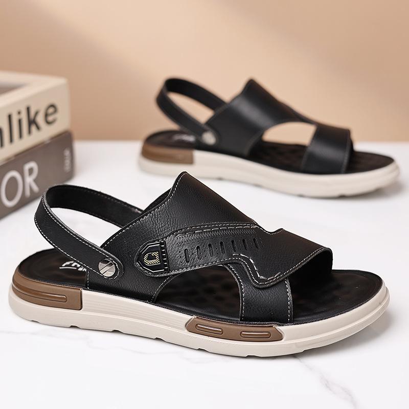 2025 Summer New Sandals Men's Trendy Soft-soled Wear-resistant Outer Wear Dual-purpose Beach Men's Cool Slippers