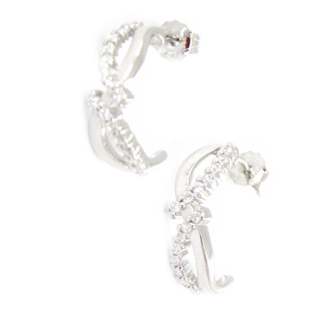 Les Trésors De Lily [E0258] — Белые серебряные серьги-кольца «Богиня»