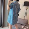 Plus-Size Women's Blue Denim T-Shirt Dress - Loose, Medium Long, Short-Sleeve, Summer Style.