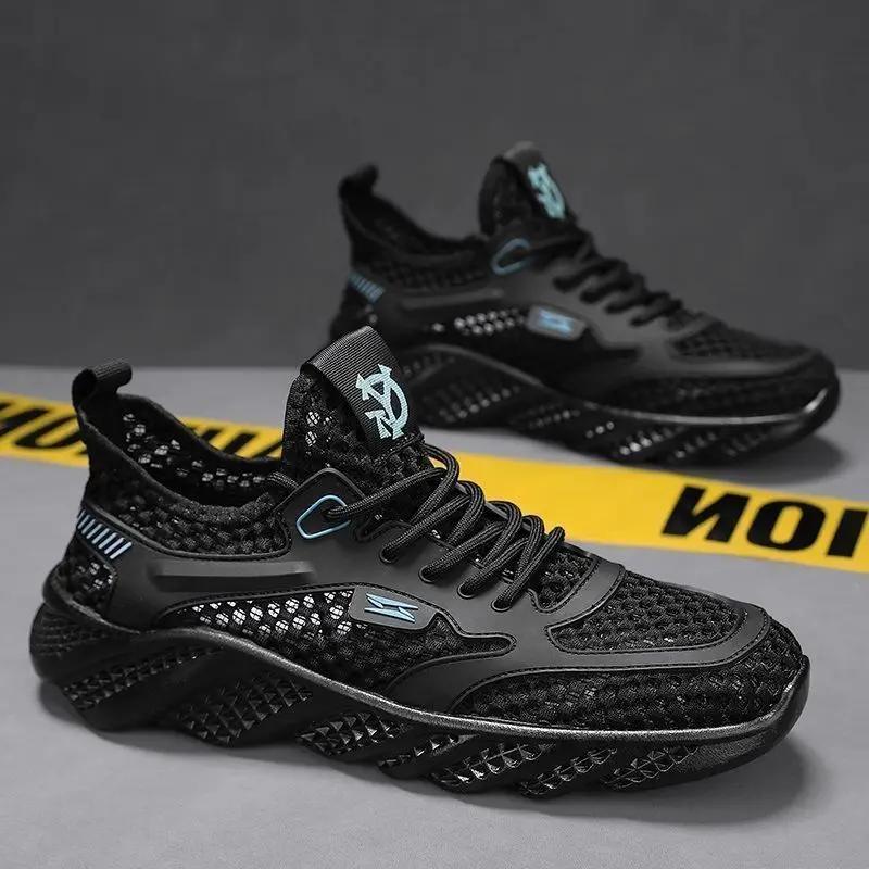 Shoes for Men Breathable Summer Man Casual Sneaker Mesh Without Leather Korean Miked Colour Stylish Jogging Sale Tourist Outdoor