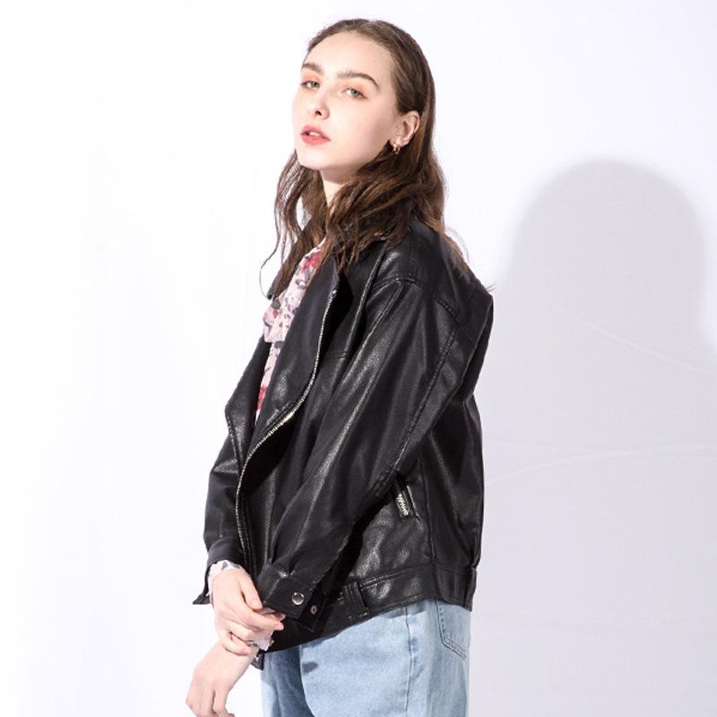 Кожаная куртка для женщин, свободная короткая женская кожаная куртка из искусственной кожи, мотоциклетная кожаная куртка, красивая куртка, осенне-зимний стиль, утягивающая