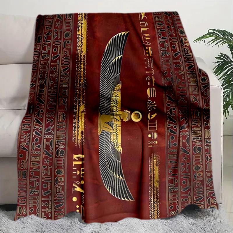 1PC Egyptian theme printed blanket, all season lightweight home office outdoor nap multifunctional blanket A7