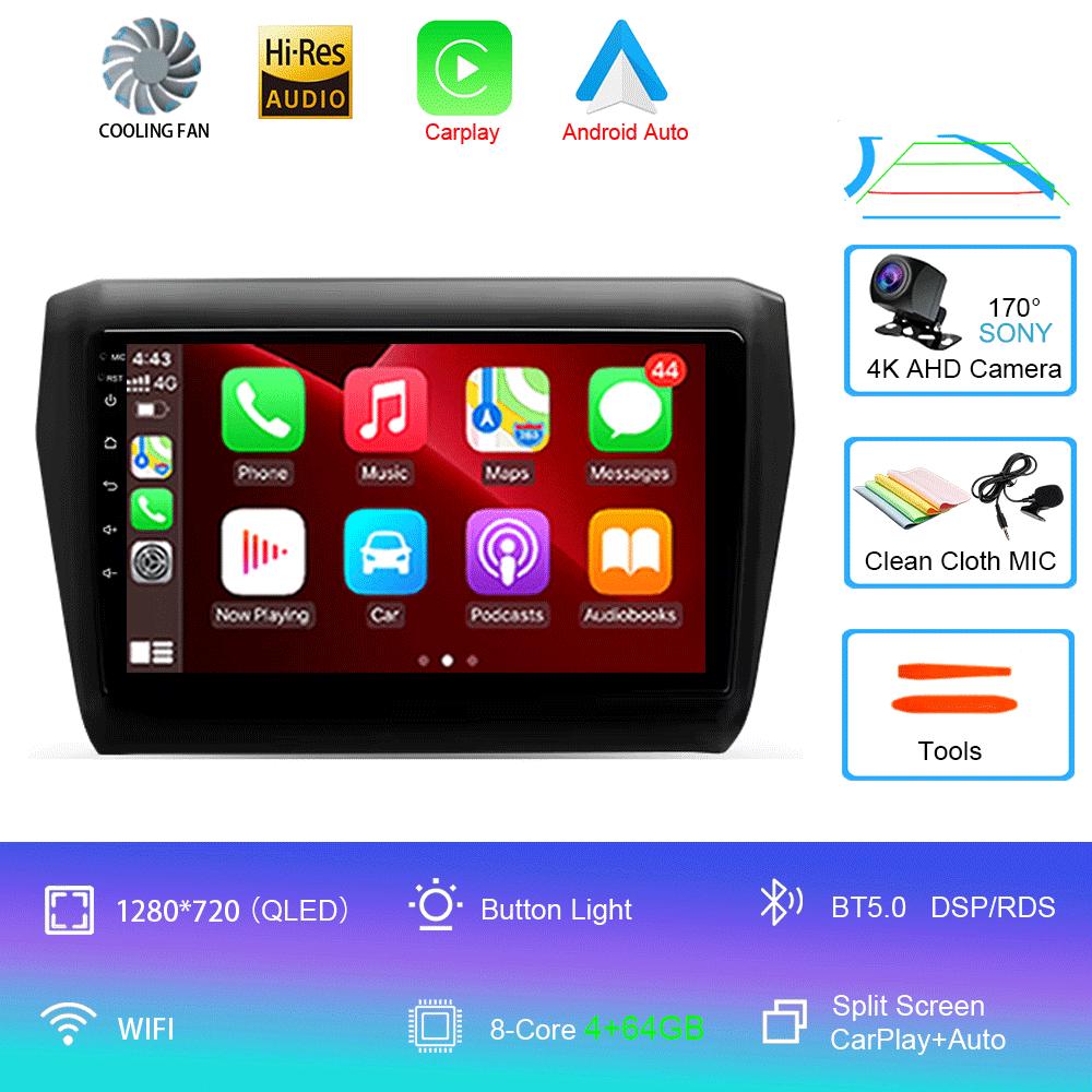 Для Suzuki Swift 2016 - 2020 Автомагнитола Android 14 Carplay Auto 2K Экран Мультимедийный плеер Авторадио GPS Стерео 2din Головное устройство