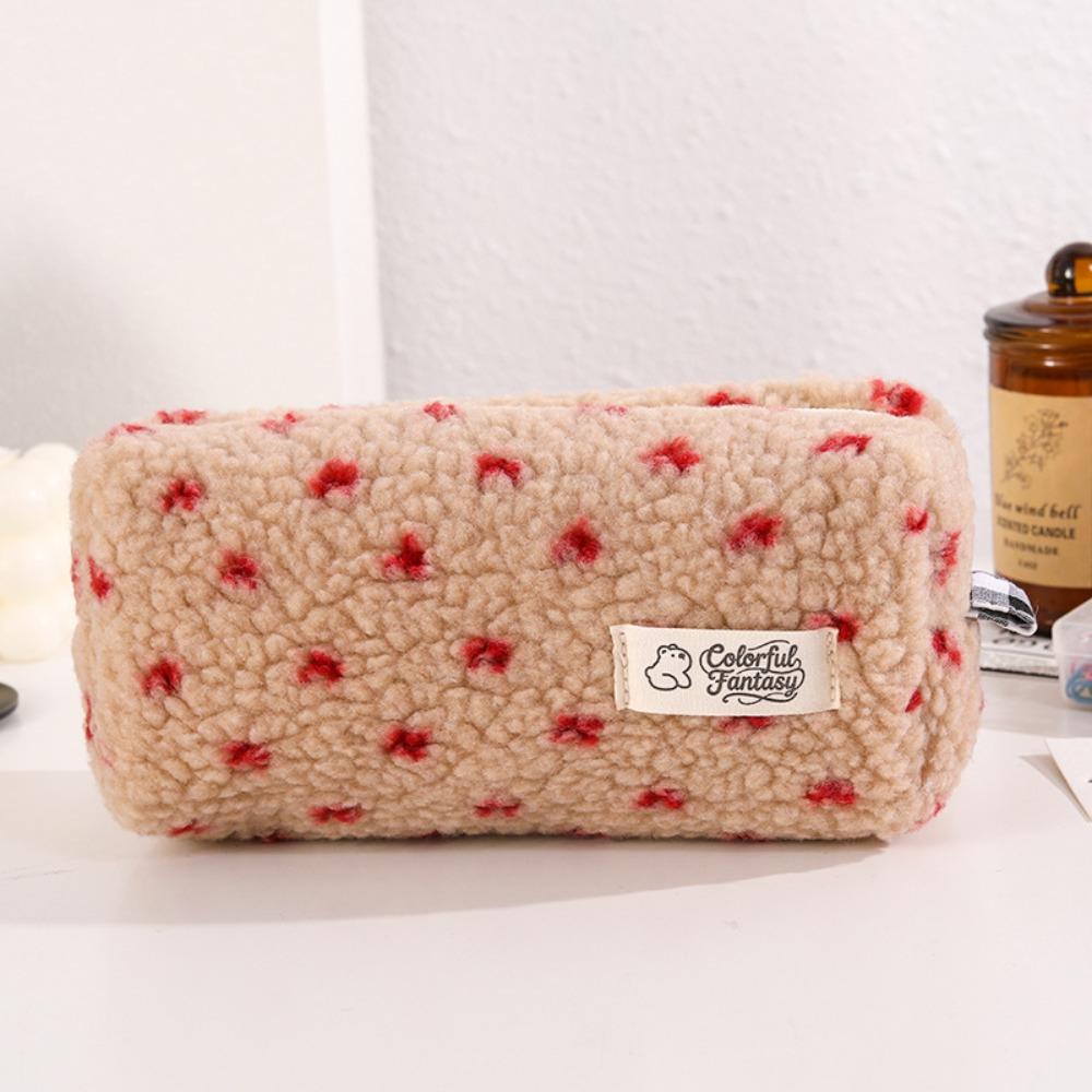 Plush Pen Bag Polka Dot Stationery Pouch New Stationery Storage Bag  Back To School